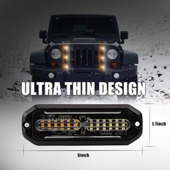 WINECO Amber/White LED Strobe Lights Kit – 8pcs 12-LED Flashing Emergency