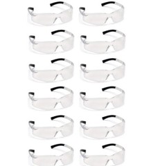 12 Pr NAPA Clear Safety Glasses Lens 99.9% UV Scratch Resistant W/RUBBER TEMPLE