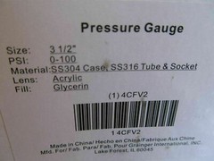 Stainless 3-1/2″ Pressure GAUGE 1/4″npt back port 0-100psi filled #4CFV2 (#-83)