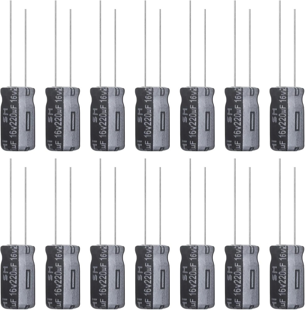 220uF 16V 6x12mm Electrolytic Capacitor 220 UF MFD 16 Volt 0.24×0.47in Aluminum