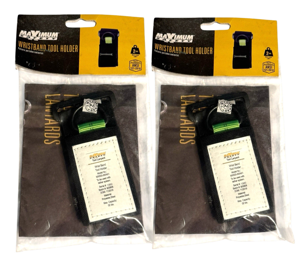 2x Wristband Tool Holders, Maximum Safety Tool Tethering Lanyard, Hold 2 Pounds