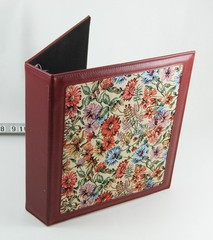 3-Ring Photo Binder Brocade Tapestry Fabric Covered w/ 25 Self Adhesive Vtg