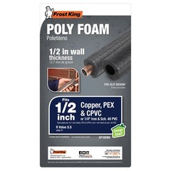 Foam Pipe Insulation 6 ft 1/2″ Frost King Tube Wrap Hot Cold Water Pipe