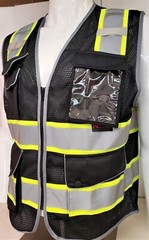 FX High Visibility Reflective BLACK OR BLUE Safety Vest w/ ID pocket FXSV8-BK