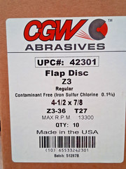 CGW Abrasives Zirconia Alumina Flap Discs QTY10 4-1/2″ Dia 36 Grit 42301