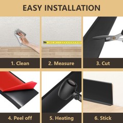 Vinyl Wall Base Baseboard Molding Trim 4″x 40FT Flexible Self Adhesive Black