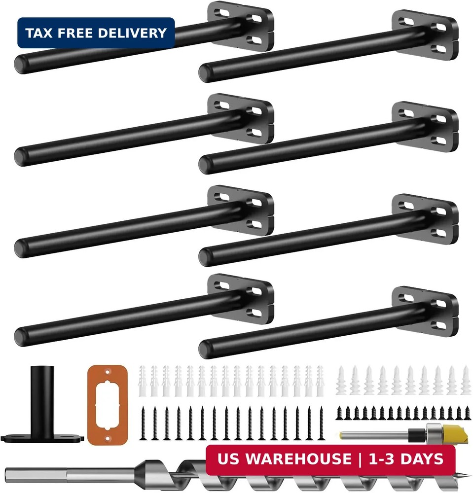 8pcs Wall Shelf Brackets Heavy Duty Floating Shelf Bracket Hidden,Invisible Blac