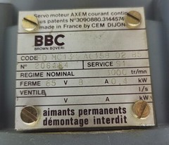 Bbc Brown Boveri Servo Motor 65V 8 Amp FD MC13S A6158 02 85 No 206154 Used
