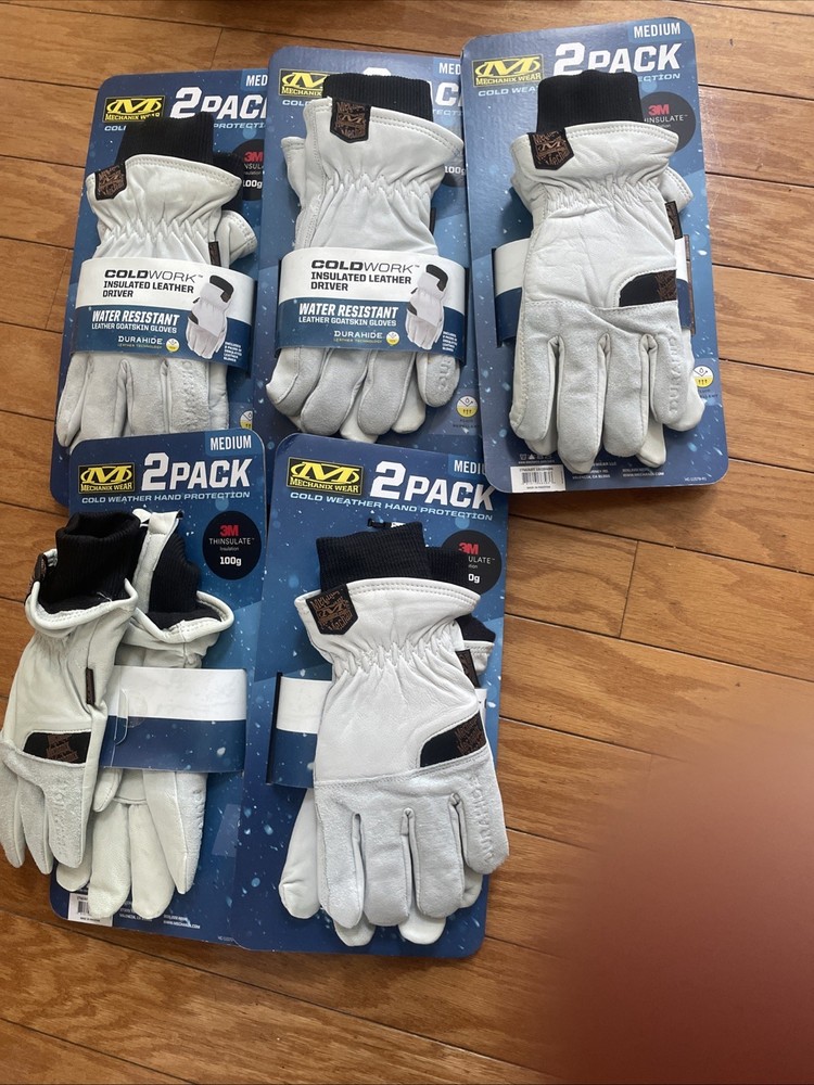 Lot 5 x 2-PACK Mechanix Wear Dura-Hide Insulated Gray Winter Gloves MEDIUM NEW