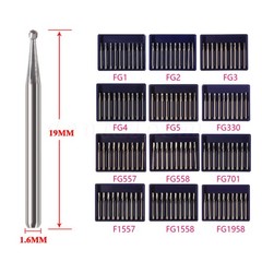 Round Carbide Dental Burs High Speed Handpiece Friction Grip Drill Bits