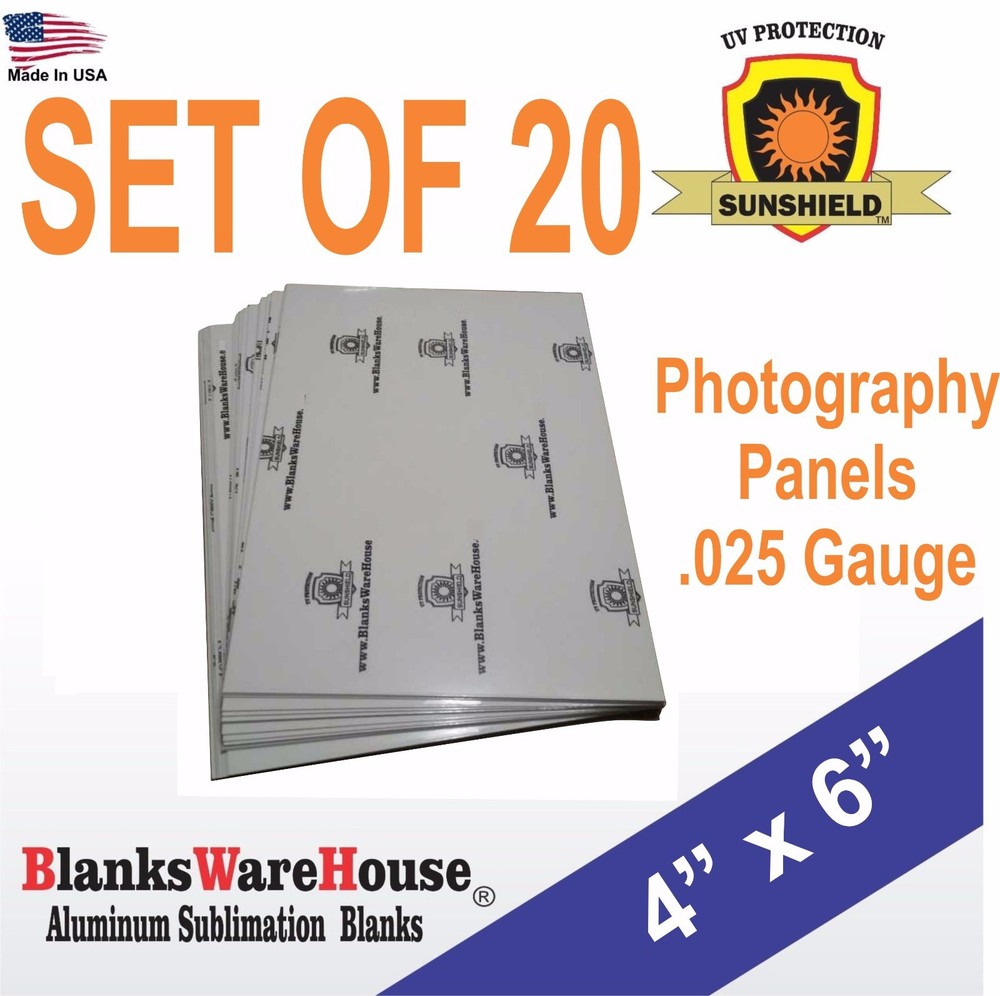 4″ x 6″ Aluminum, sublimation, Photo Sheets, photo panels, .025″ thick / 20 pcs