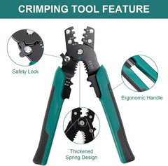 Wire Crimper Tool Heat Shrink Insulated Bare Terminal 10-22 AWG Stripper Cutter