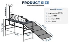 500lbs Livestock Trimming Stand w/ Ramp 47″ x 23″ Metal Livestock Trimming Stand