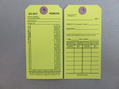 200-FIRE EXTINGUISHER 4-YEAR 2025-2028 INSPECTION Double Sided Tags 5 1/4 X 2 ½