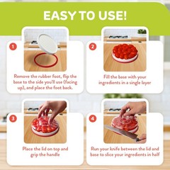 IMPRESA Easy Slice 6-in-1 Food Prep Tool – Rapid Grape & Tomato 6 IN, White