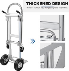 1000 Lbs Aluminum Hand Truck Convertible 2 in 1 Heavy Duty Folding Dolly Cart