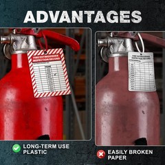 Fire Extinguisher Inspection Tags -2029, Plastic 2.25 x 3 Inch Red Waterproof,