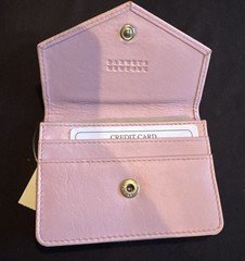 Barney’s New York Pink Leather Card Holder Keychain Great Gift NEW