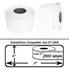 ZEBRA 4×2 (4″ x 2″) Direct Thermal Labels – 3″ Inch Core – (4) Rolls 11K Labels