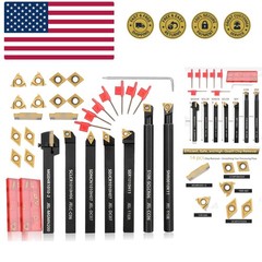 Indexable Lathe Turning Tool 21Pcs Kit 3/8” 10mm Shank 7Pcs Metal Lathe Tool…