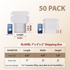 Set of 50 White Corrugated Shipping Boxes for Packing and Mailing Small Items
