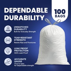 Plasticplace 4 Gallon Trash 0.7 Mil White Garbage Can 17 X 16 100 Count