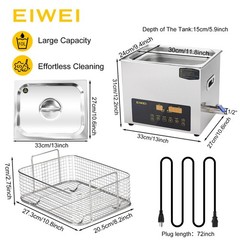 Cleaner 10L Dual Frequency Digital Stainless Steel Heater Timer Ultrasonic EIWEI