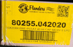 Flanders 80255.042020 20″x20″x4″ MERV 8 LPC Hi Cap Pre-Pleat Air Filter case/6