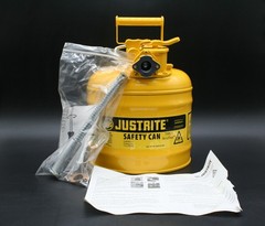 One (1) JUSTRITE 7220220 (ULINE H-1849Y) Safety Can, 2-Gallon, Yellow, Diesel
