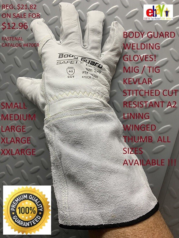 Welding Gloves Leather Goat Skin Tig Mig ANSI A2 Cut Protection S M L XL XXL