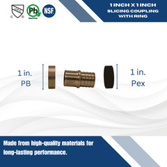 1) 1″ PEX X 1″ PB (POLYBUTYLENE) SPLICING REPAIR KIT COUPLING + RING, LEAD FREE