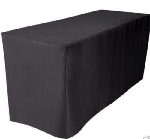 4′ ft. Fitted Polyester Table Cover Wedding Banquet Event Tablecloth Black