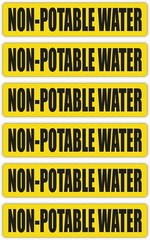 6-pack NON POTABLE WATER Vinyl Stickers | Decals Pipemarkers Plumbing Labels
