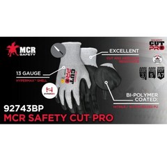 ANSI A7 CUT RESISTANT WORK GLOVE, 13 GAUGE SHELL WITH BI-POLYMER COATED PALM