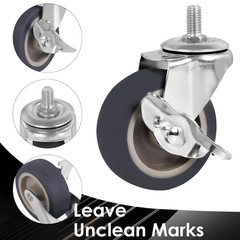 3 Inch Stem Caster Wheels Set of 4, Heavy Duty 600 Lbs Quiet Non-Marking Rubber