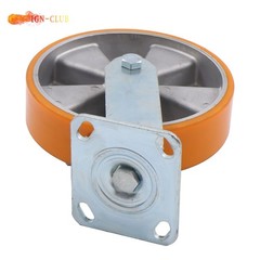 4 Pcs 8″ Aluminum Core Industrial Casters Caster Wheel With Brake 6000lbs Orange