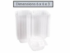 100 Pack-C57PST1 Clear 6″ Seal Hinged-Lid Plastic Containers For Food & Takeout