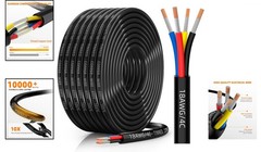 Electrical Wire 18 Gauge 4 Conductor Waterproof Marine Solar Black Cable RV 30ft