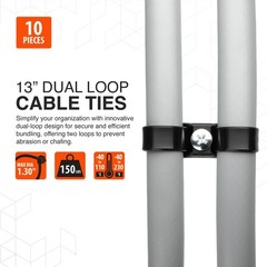 Contractor Series Dual Loop Impact Resistant Heat Stabilized Cable Ties, 13″,…
