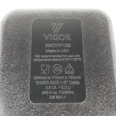 Vigor 1/3 Size Polycarbonate 6″ Deep Black 5.6 Qt Food Storage Pan 247FP136