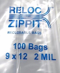 Reloc Zippit Bags 9″ x 12″ Clear 2Mil Reclosable 9×12 Poly Bags 100 PCS
