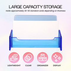 HQ Acrylic Plastic Business Name Card Holder Display Stand (CLEAR BLUE)