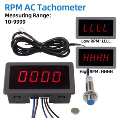 AC 110V-230V High Precision Digital LED Motor Speed Tachometer Anti-jamming Hall