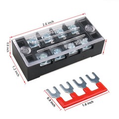 25A 5Sets Dual Row 4 Positions Screw Terminal Electric Barrier Strip Block 600V