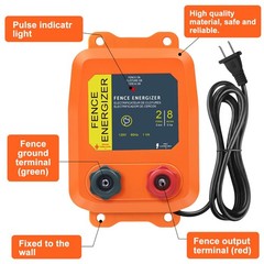 Electric Fence Charger PE2 0.10 Joule, 2-Mile/ 8 Acres Plug in Electric Fence Ch