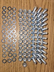 36 Phillips Oval Machine Screws ,lock Nuts Countersunk ,Unknown Size, think 1/4