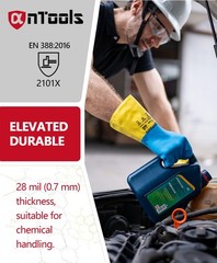 AnTools 2 Pairs Neoprene and Rubber Blend Heavy-Duty Chemical Gloves Protective