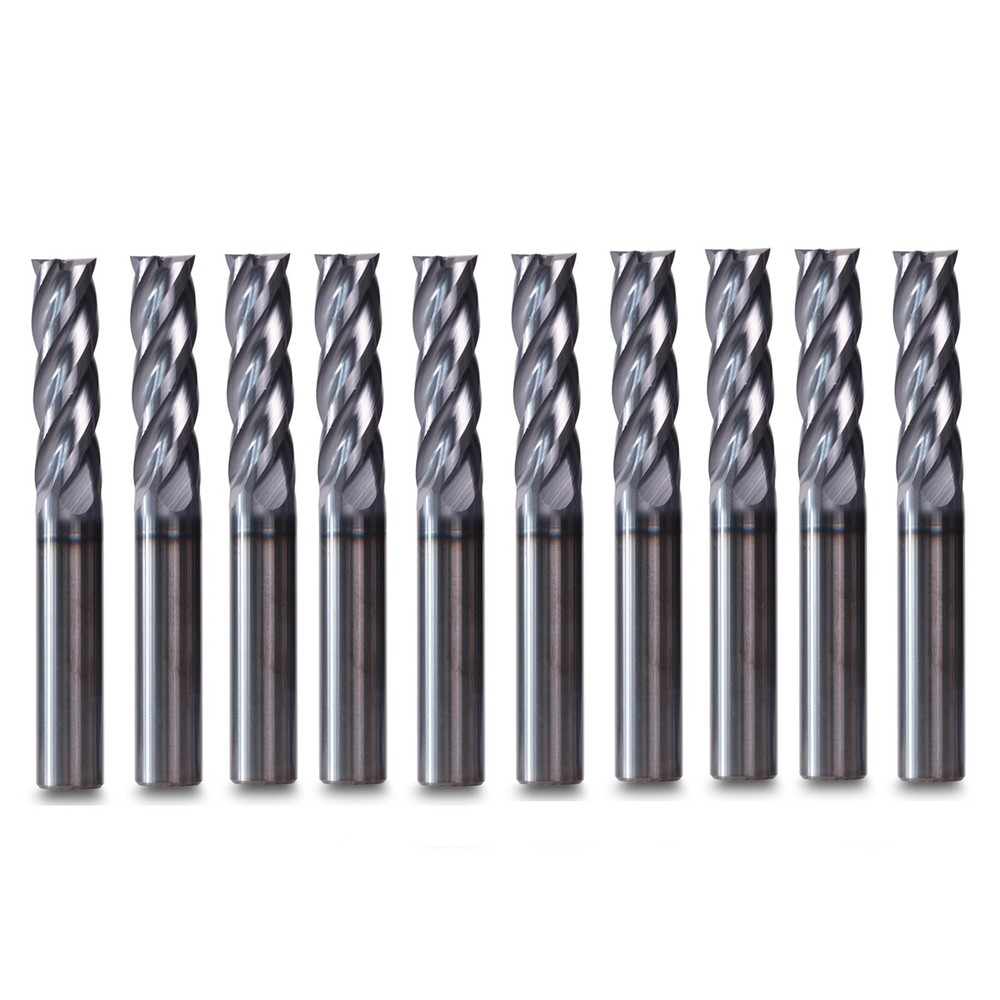 10Pcs 4 Flute 1/4″ x 3/4″ x 2-1/2″ End Mills Solid Carbide AlTiN COATED CNC Bit