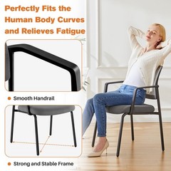 Stackable Reception Chairs with Mesh Back & Upholstered Cushion, Metal Frame, Gr