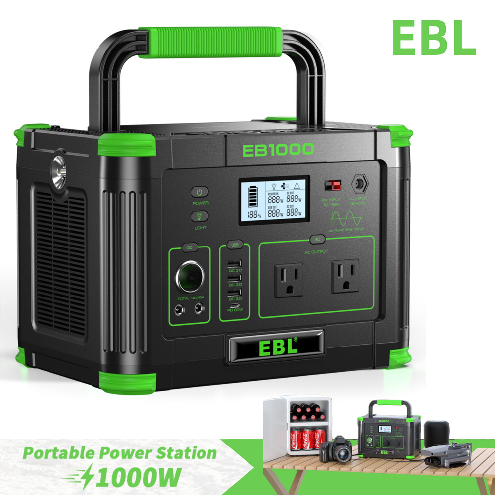 1000W Power Station Portable 999Wh LiFePo4 Battery Charger Generator For Travel